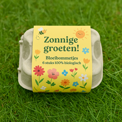 Zonnige Groeten BloeiBommetjes – 6 stuks 100% Biologische Bijen- & Hommelmix