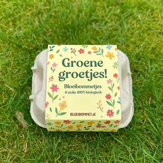 Groene Groetjes BloeiBommetjes – 6 stuks 100% Biologische Bijen- & Hommelmix